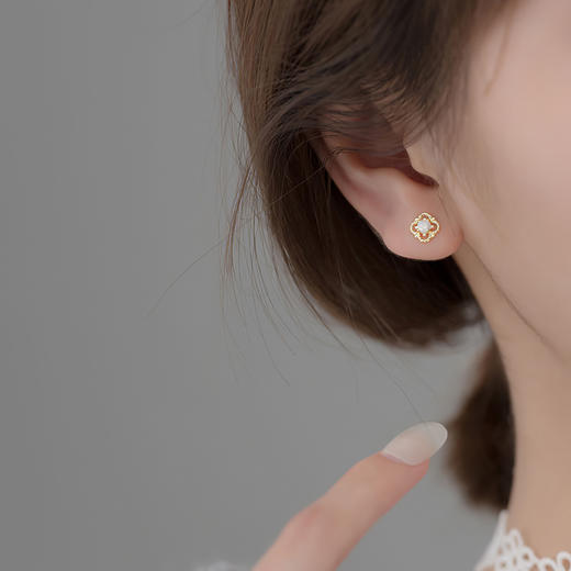 Winy925纯银法式镂空耳钉轻奢小众高级感银耳饰送女友闺蜜生日礼物 商品图4