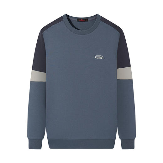 柒牌男士拼接休闲卫衣2024秋季新款时尚潮流青年百搭简约圆领上衣	127W70460 商品图4