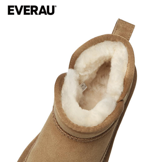EVERAU软喏的羊毛内里上脚感舒适开叉靴筒百搭耐看女秋冬雪地靴EA3171 商品图3
