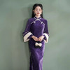 改良日常国风倒大袖，假两件年轻款紫色旗袍XL1125 商品缩略图3
