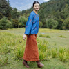 绽放旅行女装785朵/冬季士林色织亚麻松紧腰绗棉百搭半身中长裙 商品缩略图1