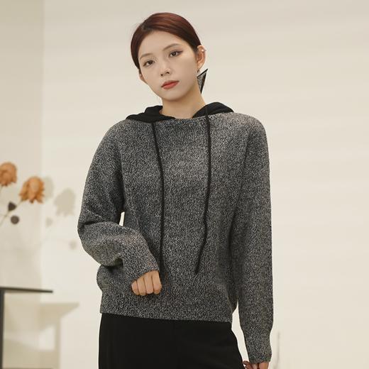 臣禾	撞色帽衫 拼色松驰感针织衫 【100%绵羊毛】JZ244090115 商品图3