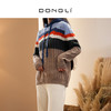 DONGLI&张继成联名款 山羊绒 女士秋冬针织连帽卫衣宽松撞色绞花220421 商品缩略图2