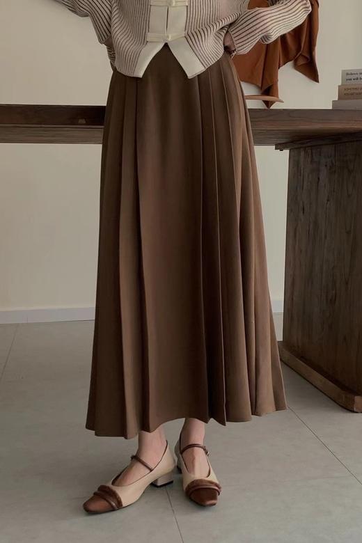 Le Malene 知性优雅棕色高腰显瘦百搭半裙 19238 商品图0