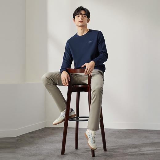 柒牌假两件卫衣男2024秋冬新款时尚休闲加绒保暖男士百搭圆领上衣	127W70550 商品图3