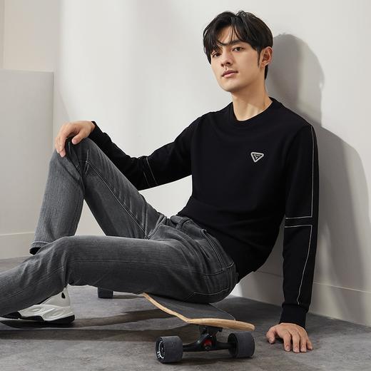 柒牌圆领肌理卫衣男2024秋季新款时尚潮流中青年休闲百搭套头上衣	127W70140 商品图1