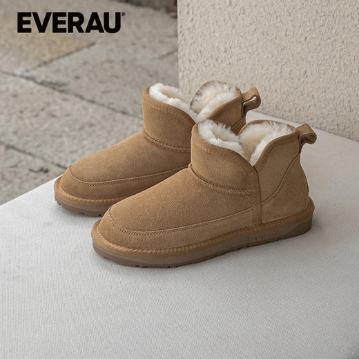 EVERAU软喏的羊毛内里上脚感舒适开叉靴筒百搭耐看女秋冬雪地靴EA3171 商品图1