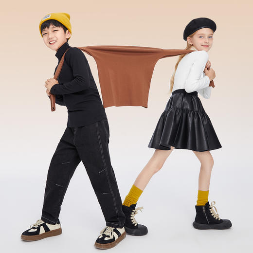 男童女童高翻领长袖针织衫冬季新款安奈儿童装EM441629 商品图3