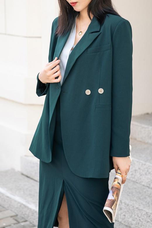 Le Malene 复古墨绿西装开衩半裙套装 14468 商品图5