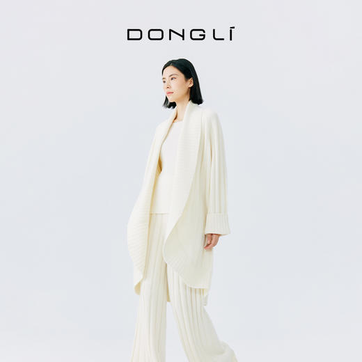 东黎 • 秀场同款 山羊绒女士秋冬清影简尚弧摆开衫 4109 商品图3