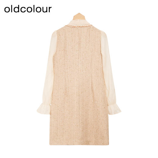 oldcolour冬新款时尚气质小香风V领长袖连衣裙假两件女P461003A1 商品图1