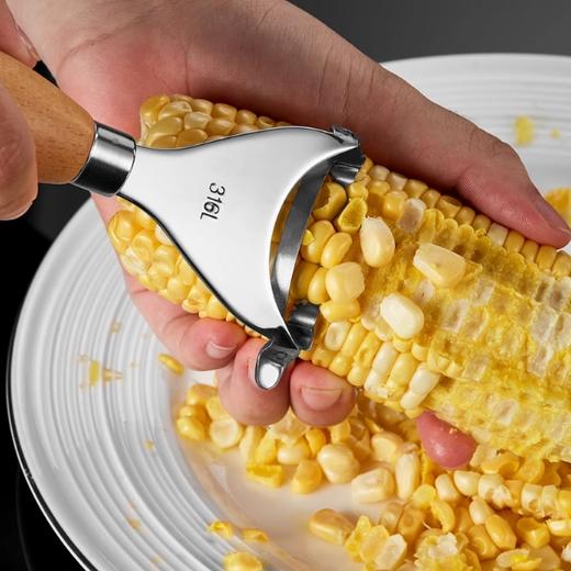 316不锈钢榉木手柄玉米刨刀（原色） 商品图1