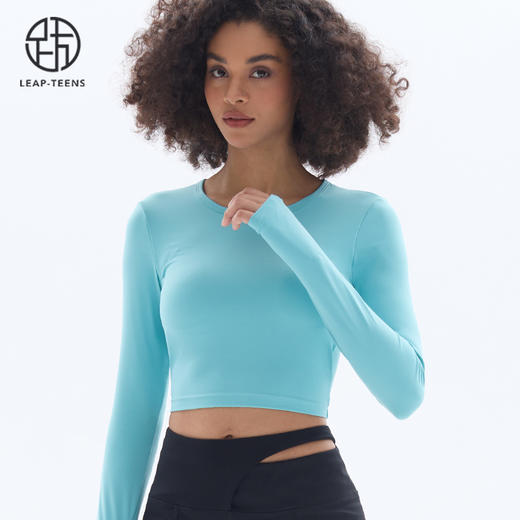 跃牌【小甜心】系列 露背镂空性感带胸垫瑜伽运动长袖T恤女9068 商品图8