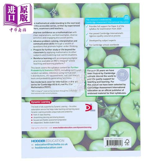 【中商原版】Cambridge International AS & A Level Further Mathematics Further Probability & Statistics 剑桥国际 商品图1