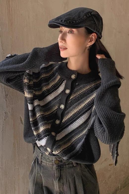 ANSUABEL 法式软糯彩虹披肩针织上衣开衫 19232 商品图1