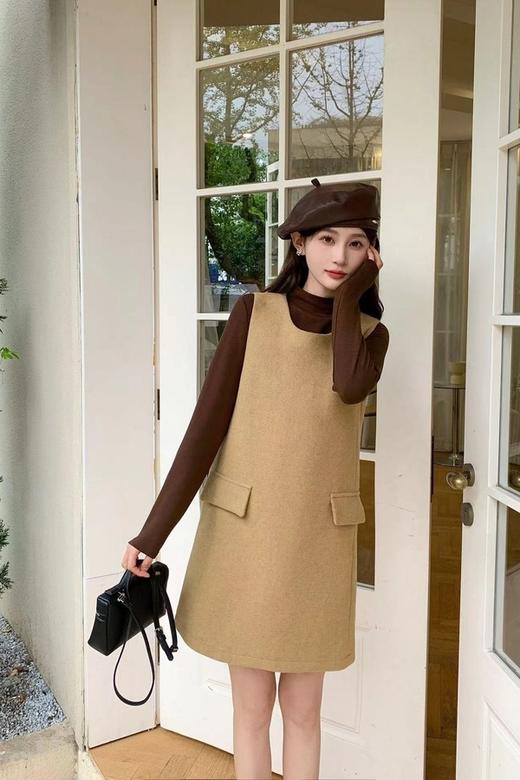 amadella 中领棕色美拉德背心裙套装 19257 商品图1