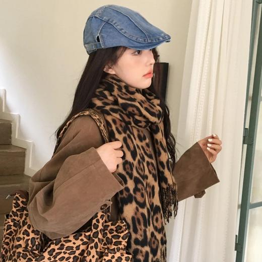 欧美风围巾秋冬新款长款围巾欧美豹纹流苏双面空调房保暖加厚外搭披肩 商品图2