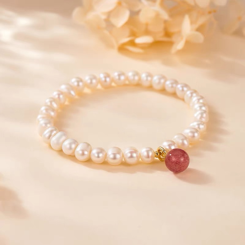 淡水珍珠手链天然草莓晶
