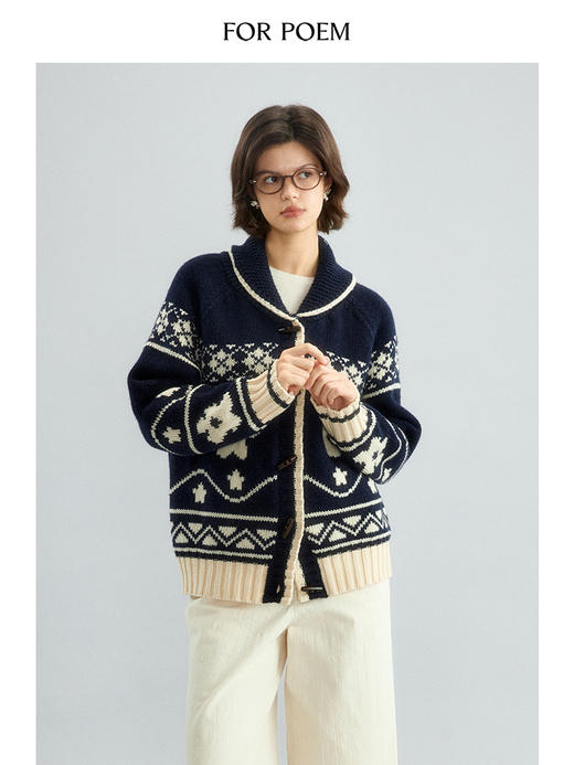 ForPoem 现货 24/FW原创设计复古羊毛费尔岛针织毛衣开衫 商品图3