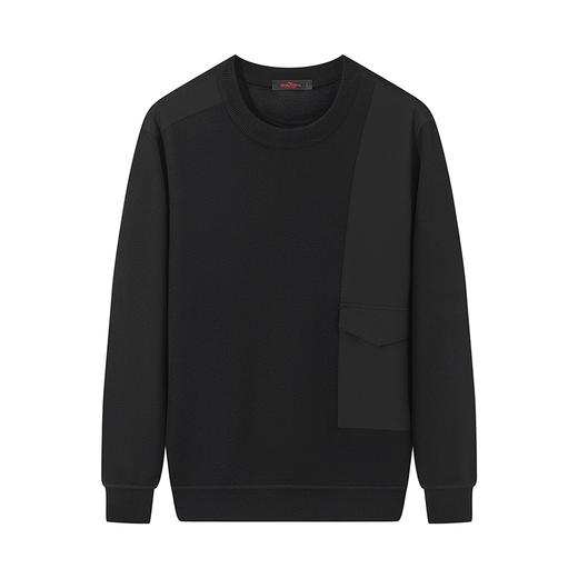 【加绒拼接】柒牌男士针织衫秋冬新品时尚休闲中青年厚款圆领毛衫	127Y70760 商品图4