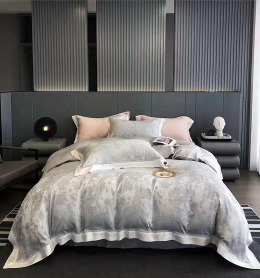 ［床用特推］弈素天丝棉色织提花四件套（蓝） 商品图0