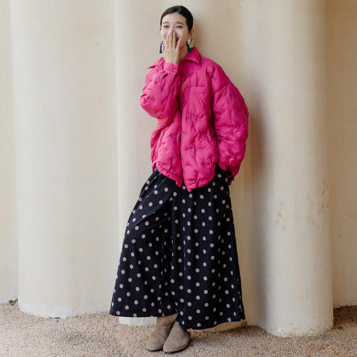 绽放787朵/冬季大廓形衬衫款外套翻领轻薄宽松保暖休闲保暖羽绒服 商品图2