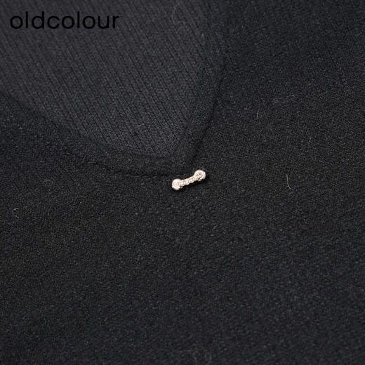 oldcolour冬新款黑色简约气质宽松显瘦V领长袖连衣裙女P441005A1 商品图3