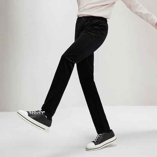柒牌男装丝绒休闲裤男2024秋冬新款时尚潮流中青年修身直筒长裤子	127H72390 商品图1