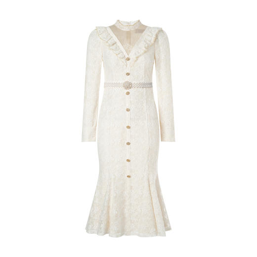 【波动心弦】MAXRIENY法式复古氛围感鱼尾裙修身V领蕾丝连衣裙 商品图2