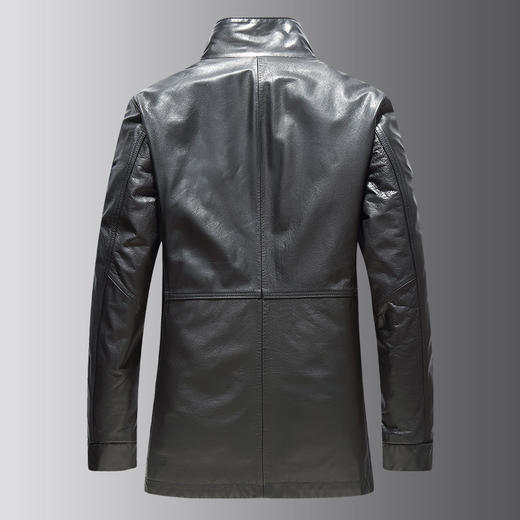 【可拆卸内胆】【水貂毛领】【真皮DSZ】大依优型大码立领羽绒真皮牛皮夹克外套休闲简约大号皮夹克真皮皮草加肥加大 商品图1