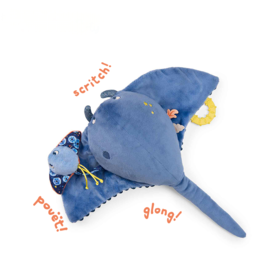 Moulin Roty 奇幻大小魔鬼鱼 多功能/启蒙玩偶 适合0岁以上 附挂件小玩偶 内置手摇铃 保利的冒险之旅系列 法国品牌-676079