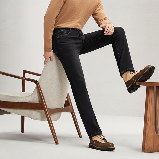 【含羊毛】柒牌水洗牛仔裤男2024秋冬新款时尚潮流中青年直筒长裤	127H72500 商品图1