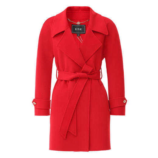 EITIE爱特爱春季新款时尚气质收腰毛呢大衣外套7714402 商品图10
