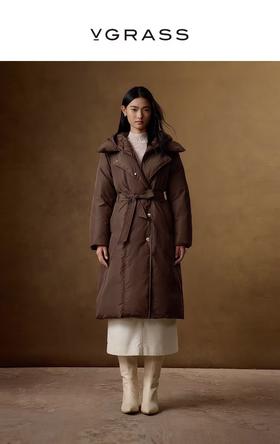 VGRASS维格娜丝24年冬季90鹅绒风衣假两件羽绒服