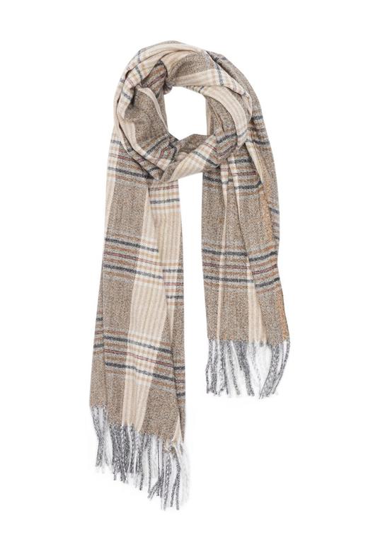 SUMMER & SAGE 拼色格纹仿羊绒流苏围巾 5632 商品图1