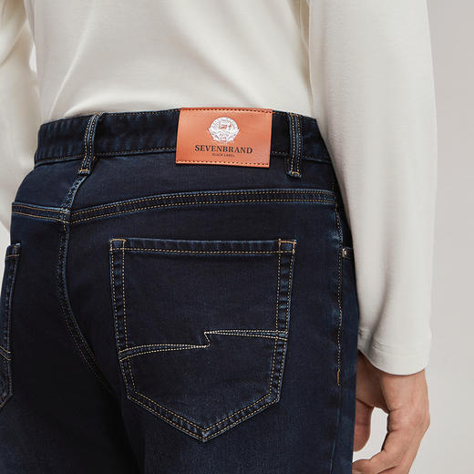 【热熔岩】柒牌直筒牛仔裤男2024秋冬新款商务休闲水洗中腰长裤子	127H72510 商品图2