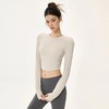 跃牌【小甜心】系列 固定式胸垫瑜伽服长袖罗纹运动上衣女9067 商品缩略图3