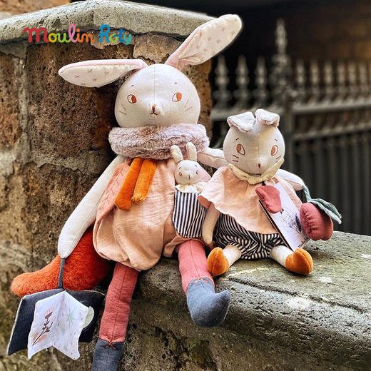 Moulin Roty 大兔子Plume 多功能/启蒙 适合0岁以上 附口袋小玩偶 内置布书 雨后系列 法国品牌-715073 商品图2