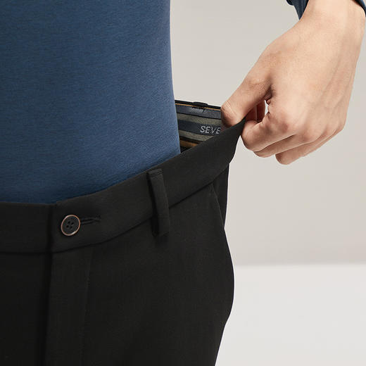 【含莱赛尔】柒牌休闲裤男2024秋冬新款时尚休闲磨毛修身直筒长裤	127H72740 商品图2