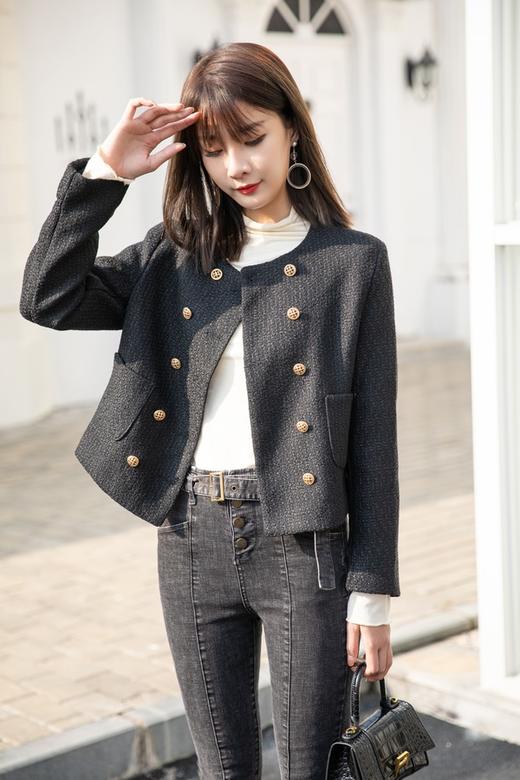 amadella 气质双排扣圆领肌理感外套 14486 商品图7