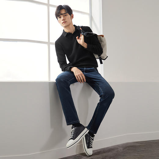 【可机洗】柒牌假两件毛衣男秋冬新款含羊毛保暖舒适衬衫领针织衫	127Y70450 商品图3