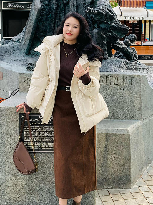 【百图lulu定制】【暖冬羽绒服】90白鸭绒 加厚 防风连帽 H型X型 两穿 上身秒减龄 羽绒服 商品图3