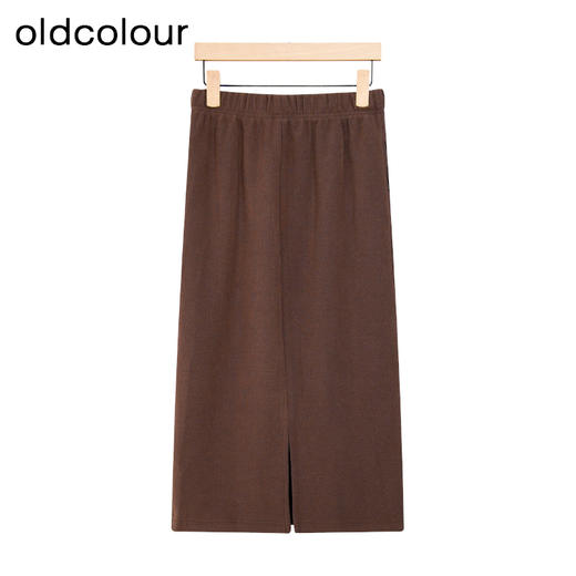 oldcolour冬季新款简约气质高腰直筒显瘦松紧腰长裙女P480601A1 商品图1