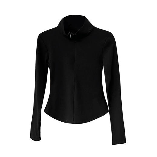 【迷人弧线，收腰显瘦】新款修身长袖打底衫女，内外兼修、不规则设计，展现女性柔美之美。拉链设计，充满现代感；弧形下摆，气质自然流露。絕对是你秋季衣橱里的新宠！ 商品图8