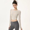 跃牌【小甜心】系列 固定式胸垫瑜伽服长袖罗纹运动上衣女9067 商品缩略图0