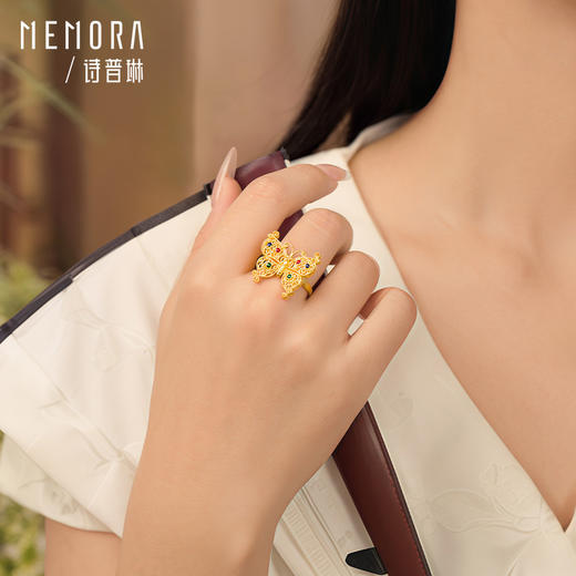 【按克计价黄金2】黄金蝴蝶戒指 国潮精美花丝工艺足金活口戒指送女友礼物MEMORA诗普琳GRE03601 商品图3