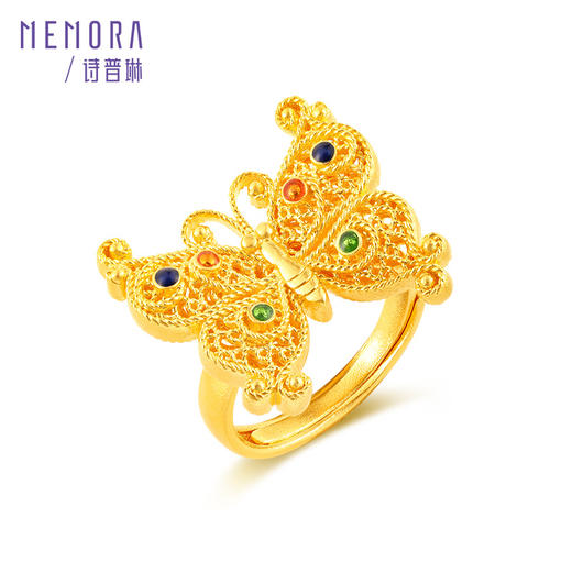 【按克计价黄金2】黄金蝴蝶戒指 国潮精美花丝工艺足金活口戒指送女友礼物MEMORA诗普琳GRE03601 商品图1