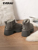 EVERAU羊皮毛一体雪地靴女士冬季新款粗跟短筒高跟女靴 UEA3014 商品缩略图4