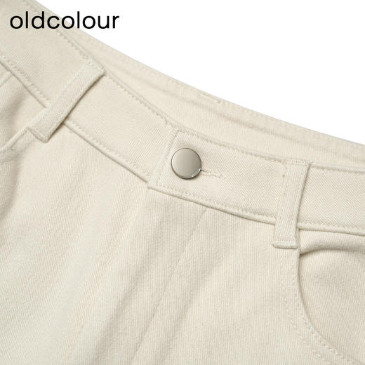 oldcolour冬新款白色简约休闲通勤百搭直筒加绒牛仔裤女P451102A1 商品图3