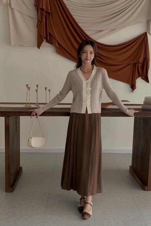 Le Malene 知性优雅棕色高腰显瘦百搭半裙 19238 商品图1